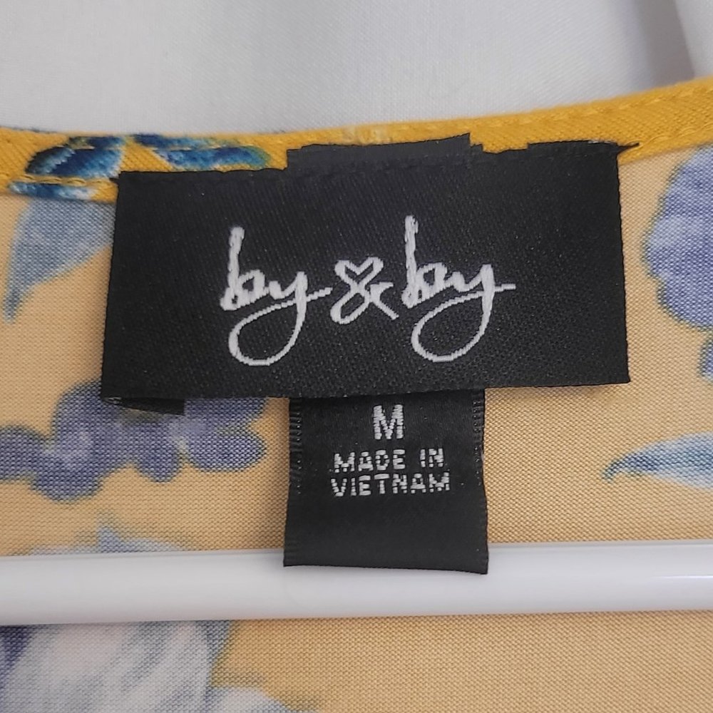 By & By Juniors Floral Yellow and Blue High Low Super Soft Faux Wrap Dress - Picture 8 of 10